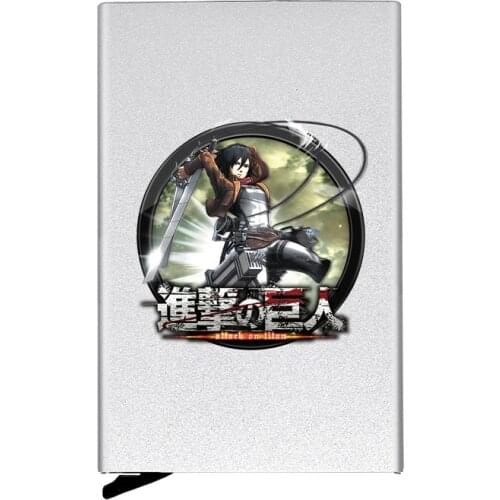 High Quality New Attack on Titan Anime Automatic Pop Up Credit Card Holder Cover Rfid Aluminum Pocket Wallet