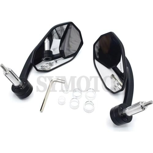 7/8" 22mm Universal Motorcycle CNC Rear View Black Handle Bar End Side Rearview Mirrors For Yamaha MT09 MT07 For HONDA CBR600