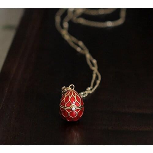 Limited 925 Sterling Silver Luxury Faberge Easter Egg Locket Russian Pendant Necklaces For Women Initial Charms Jewellery Gifts