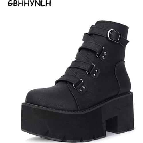GBHHYNLH snowboots winter shoes Thick Heels gladiator boots Casual Shoes platform boots women Autumn shoes punk boots LJA448