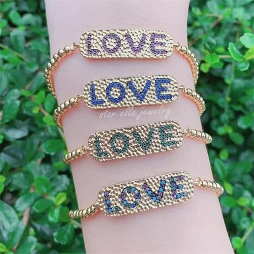 10pcs/lot Letter Love Charm Brass Bracelets Adjustable Bracelet Women Jewelry Wholesale High Quality