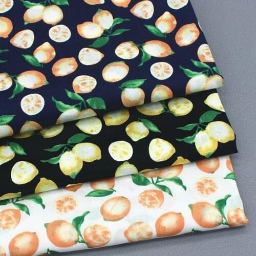 100% Plain Cotton Poplin Fresh Fruit Orange Lemon Printed Cotton Poplin Fabric 50x140cm Check Fabric Patchwork