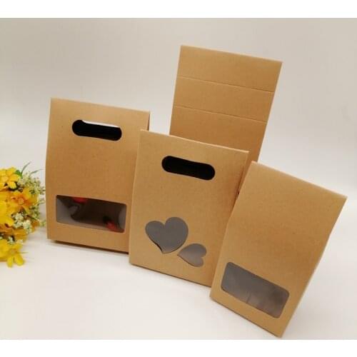 100pcs Paper Gift Bag Packaging Bags for Business Tea Birthday Party Wedding Brown Kraft Paper Bag with Handle Small Storage Bag