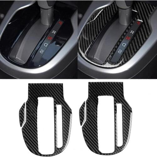 2Pcs Durable Carbon Fiber Gear Shift Panel Cover Trim Car Sticker for Honda FIT JAZZ 2014-2018 Right Drive Car Accessories Goods