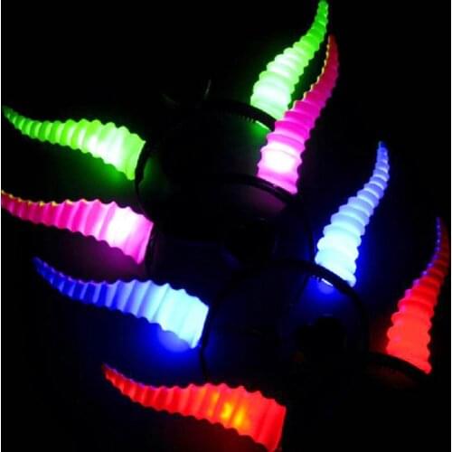 30pcs/lot Cute Flashlight LED Horns Hair Accessories Fashion LED Headband Led Flash Cosplay Headwear for Party Decoration