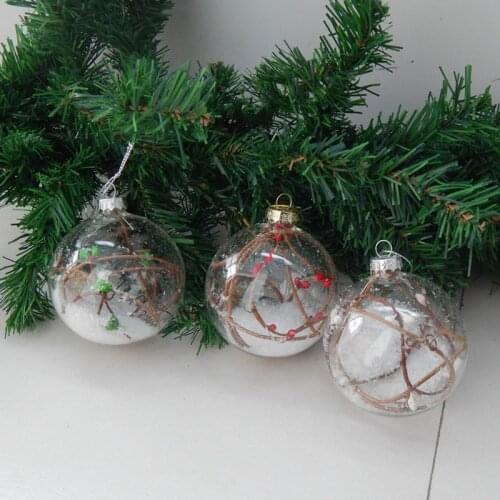 4sets/pack Diameter=8cm Small Size Transparent Glass Ball Christmas Day Decoration Inner Tree Branch Ornament Hanging Globe