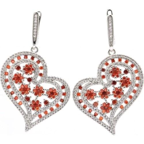 48x23mm Fancy Long Drop Shape Created Violet Tanzanite Bright Zircon Ladies Silver Earrings