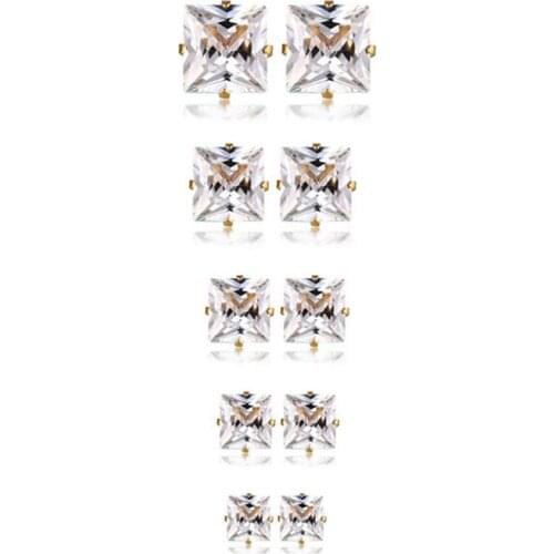 5 PCS Bulk Sale Zircon Stone Inlay Women Stud Earrings Jewelry Gift For Women Best Valentines In Stainless Steel Day Gift