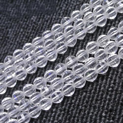 6mm 8mm 10mm Natural White Clear Quartzs Stone Beads Round Faceted DIY Loose Beads For Jewelry Making beads Accessories 38cm
