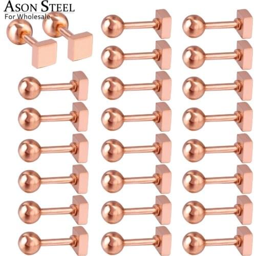 ASONSTEEL Square Earrings for Women Square Stud Earrings Rose Gold Color Stainless Steel Earrings Classic Jewelry Gift