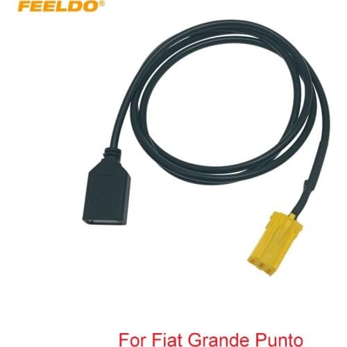 FEELDO Car Audio Radio 6Pin AUX USB Cable Female Port Extension Wire For MINI ISO Fiat Grande Punto USB Cable Adapter