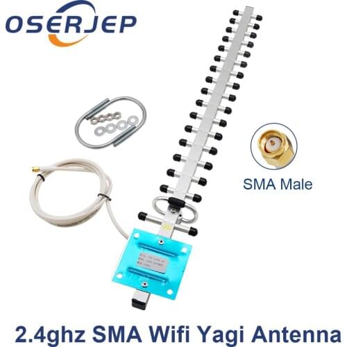2.4ghz Wireless Wifi Antenna 24dbi Sma Male Wlan 2.4g Yagi Antenna 0.3m 1.5m 3m 5m 10m Cable For Signal Repeater Amplifier