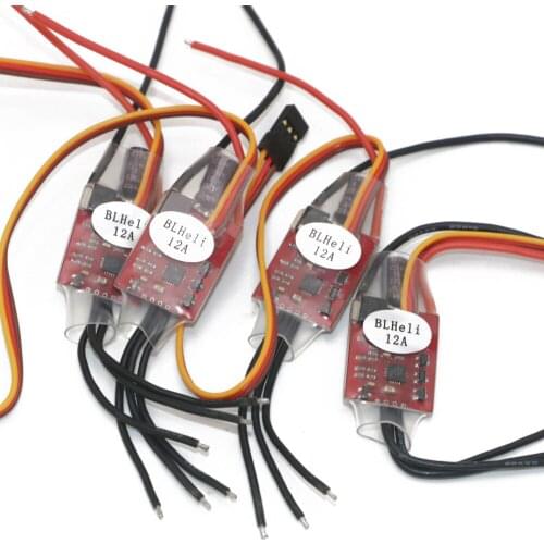RC ESC,4pcs/lot BLHELI 12A 2-3S Mini Brushless ESC For 160-250 Multirotor FPV Racing RC Drone Quadcopter