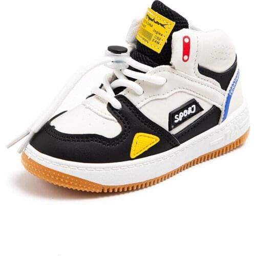 Childrens Leather High-top Shoes 2021 New Boys' Shoes Kids Shoes Kids Drawstring Girls Cute Fashion Sneakers Hot 21-32 School