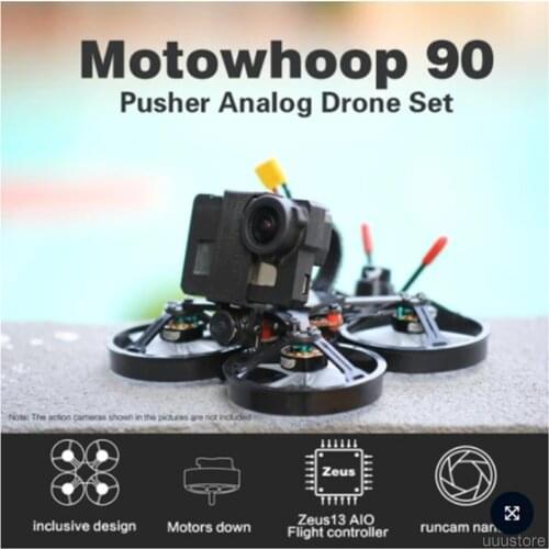 HGLRC Motowhoop 90mm Analog Pusher 2 Inch FPV Racing Drone 350mW VTX Camera Zeus F722 AIO Flight Controller 1303.5 Motor