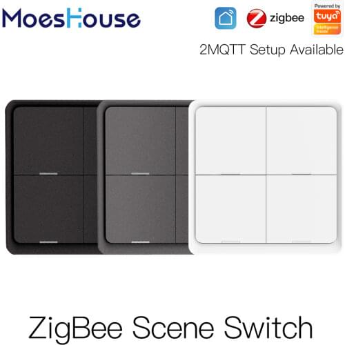 4 Gang Tuya ZigBee Wireless 12 Scene Switch Push Button Controller Battery Powered Automation Scenario for Tuya Devices
