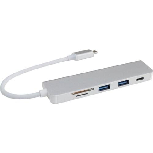 Type-C HUB Hub 2-port USB3.0 + SD/TF Card Reader + Charging Multifunctional Five-in-one Converter