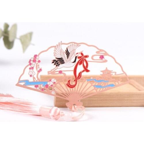 Creativity Flying Crane Bookmark Cute Group Fan Brass Exquisite Book Mark Page Folder Decor Office School Supplies Stationery