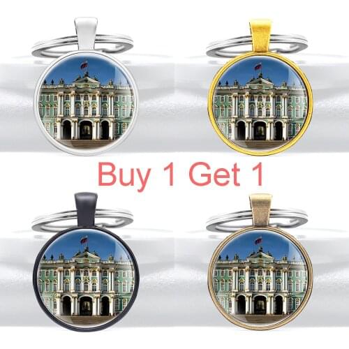 Buy 1 Get 1 Classic Russia Winter Palace Pendant Keychain Charm Men Women Key Rings Jewelry Key Chains