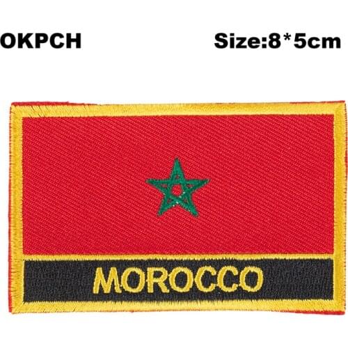 Morocco Flag patcheswork fabric embroidery patch cutstom DIY stickers on clothing with iron PT0131-R