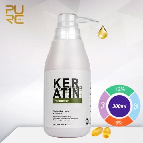 Purc Keratin For Straightening Curly Repair Hair Treatment Shampoo Brazilian Smoothing Hair Care Product 0% 5% 8% 12% 300ml