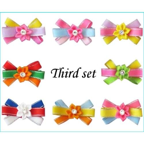 A set of BLESSING Girl 2.5" Starlight Hair Bow Clip Rainbow Hairbow Baby Flower