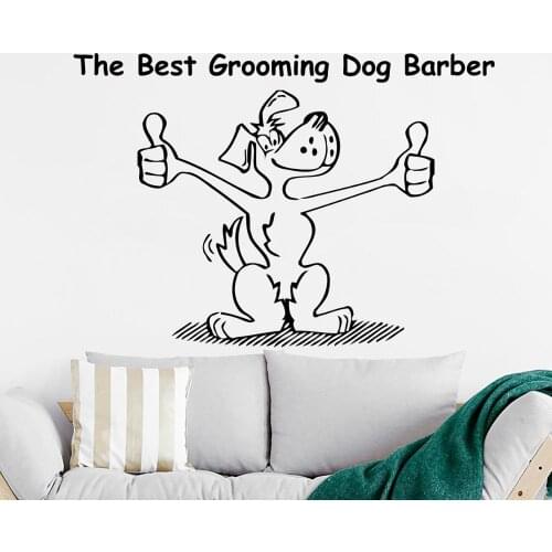 Dog Grooming Wall Decal Pet Salon Vinyl Sticker Best Puppy Pet Barber Shop Posters Wall Decor Murals Removable Decals J02