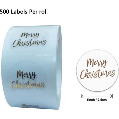 500pcs Transparent Merry Christmas Stickers Gold Foil Seal Label for Stamp Envelopes Cards Invitations Gift Package Scrapbooking
