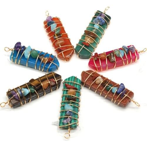 Natural Stone Pendant Winding Seven Chakra Reiki Healing Gemstones For Jewelry Making DIY Necklace Bracelet Anklet Accessory