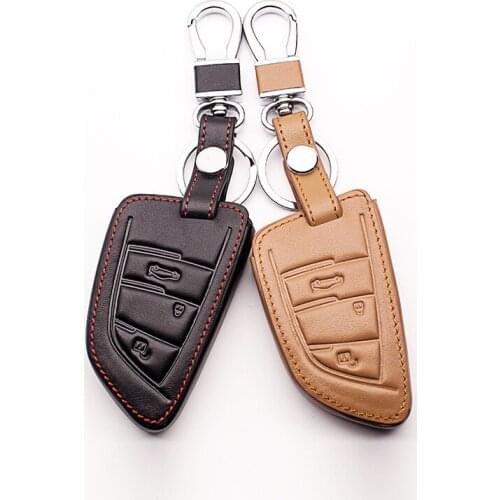 Latest Car Leather Key Cover for BMW F20 F30 X3 X5 X6 X7 F20 E34 E36 E90 E90 3 Button Smart Key Box protection case cover