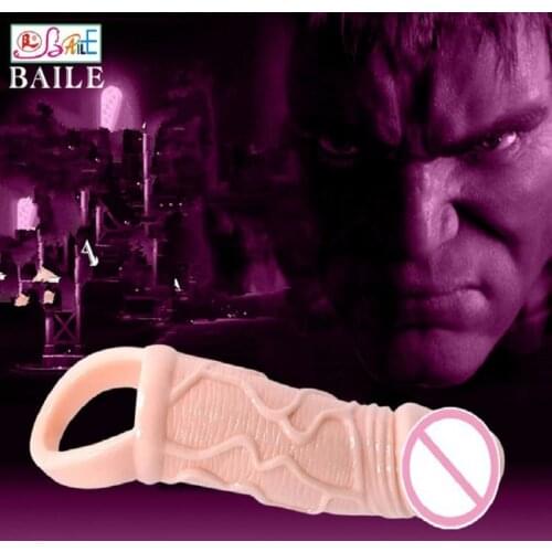 New Baile Penis extender Condom Sex toys penis sleeve 5cm prolong cock ring Drop shipping