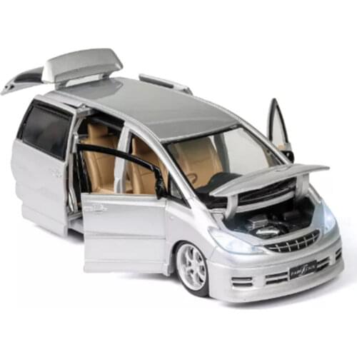 New 1:32 Scale Toyota Previa MPV Alloy Toy Car Diecast Metal Vehicle Sound Light Pull Back Toy Model Boys Gifts Free Shipping