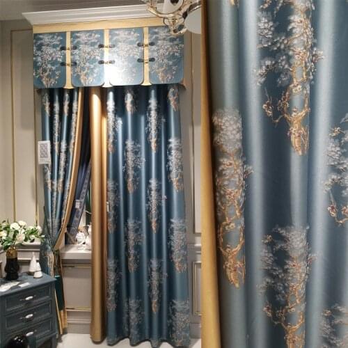 New Chinese-Style Living Room Bedrooms curtains High Shading velvet Curtains High Precision Curtains for Bedroom Living Room