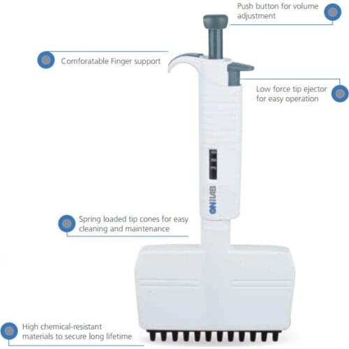 ONILAB MP Mechanical Half Autoclavable Twelve-Channel Micro Pipettes Manual Multi Channel Adjustable Volume Pipette