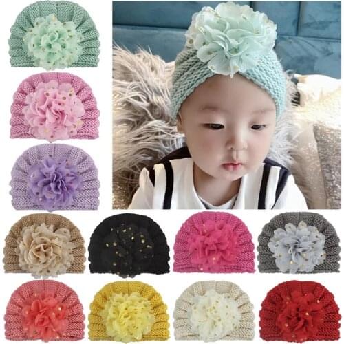 Autumn Winter Soft Cute Newborn Baby Hat Color Flower Design Girls Hat Newborn Baby Hat Boy Accessories