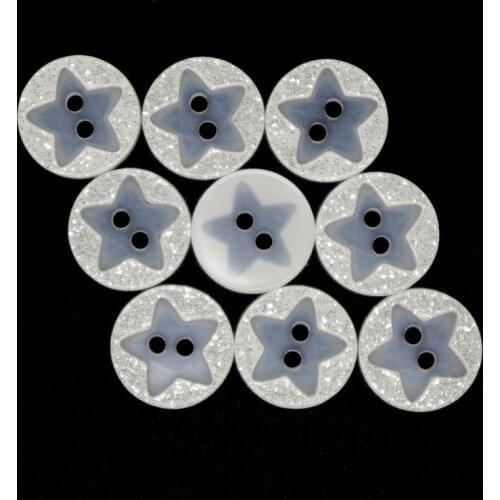 50PCs Resin Buttons 2 holes Pearl Round Star Button Scrapbooking Sewing Accessories Craft Bottoni Botoes JS9032 12.5mm