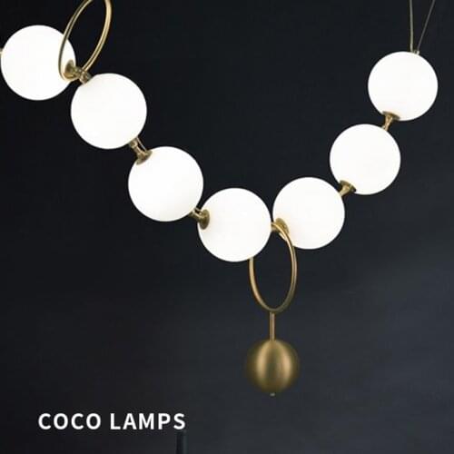 Postmodern Nordic Living Room Coco Lamps American Style Pendant Lamp Restaurant Glass Ball Necklace Creative Pendant Lights Deco