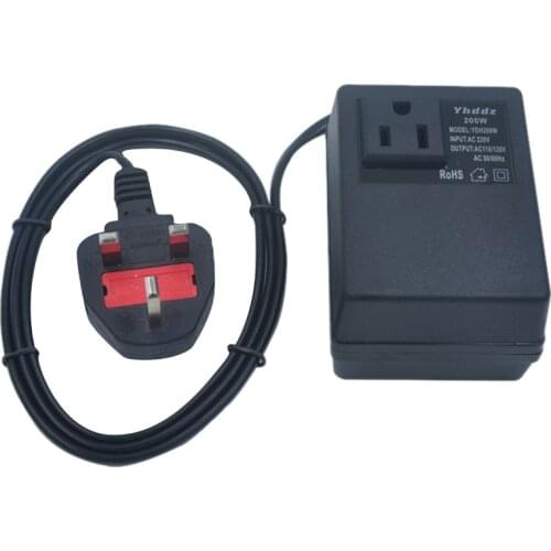 200W Voltage Converter Transformer Step Down 220V to 110V AC Step Down Travel Voltage Transformer Converter UK Plug