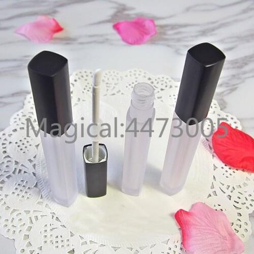 50pcs/lot 5ml Empty PET Square Matte Clear Lip Gloss Tube Plastic Cosmetic Liquid Lipstick Frosted Lipbalm Refillable Contaienr