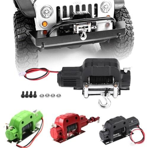 RCTOYFUN Metal Steel Wire Simulated Winch & Wireless Control For 1/10 RC Car Traxxas Hsp Redcat Rc4wd Tamiya Axial scx10 D90 Hpi