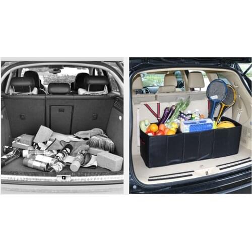 Collapsible Auto SUV Organizer Bag with Straps Waterproof Bottom Multi Compartments