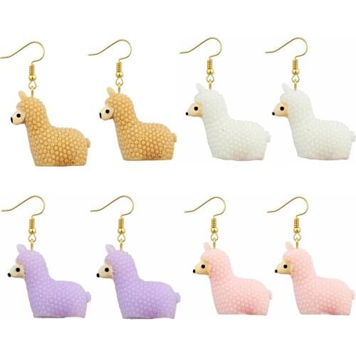Resin Cartoon 3D Sheep Drop Dangle Earrings Fashion Cute Animal Pet Jewelry For Women Girls Teens Gift Charms Accessories