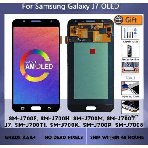 100% Super AMOLED New LCD For Samsung J7 2015 J700 SM-J700F J700M J700H/DS Display Touch Screen Digitizer Assembly Workable