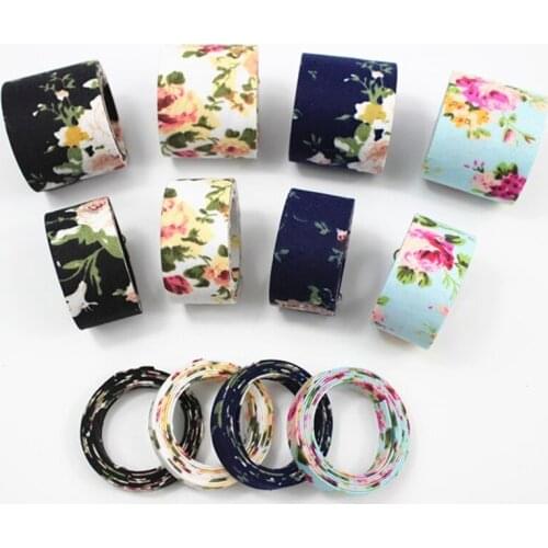 5Meter/Lot 10 25 40mm Japanese Korea Style Flower Ribbon Floral Printed Fabric Layering DIY Bow Webbing Craft Accessory Material