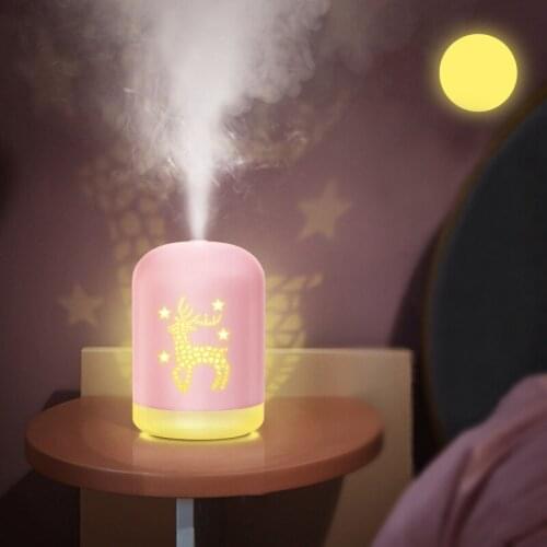 340ML Deer Ultrasonic Air Humidifier Aroma Essential Oil Diffuser for Home Car USB Fogger Mist Maker with LED Night Lamp JS-13