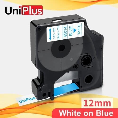 UniPlus 12mm Label Tape Blue on Clear Compatible Dymo Label Printer 45011 Label Maker for Dymo LabelManager 100 400 360D 280 160