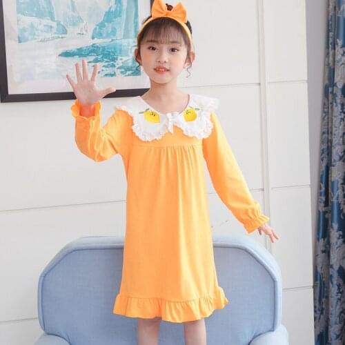 Spring Girls Nightgown Children Clothing Cotton Nightdress Toddler Cartoon Sleepwear Princess Pajamas Kids Homewear Sleepdress
