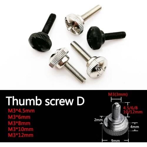 5/10/25pcs Thumb Screw Bolt M3x4.5/6/8mm PC Computer Case Phillips Head Cover Power Supply PCI Slots DIY Toolless Thumbscrew D