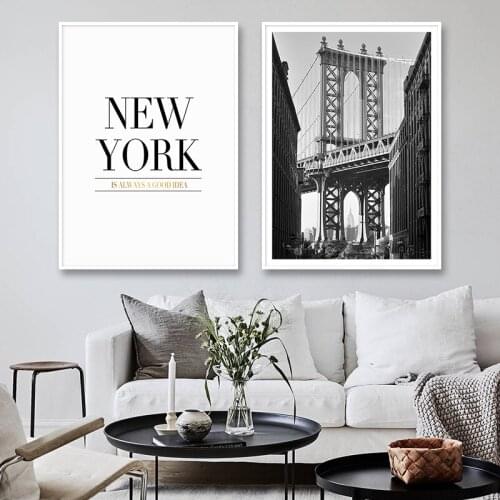 New York Brooklyn Bridge Vintage Poster Prints Nordic Wall Art Canvas Paintings Modern Wall Pictures For Living Room Minimalist