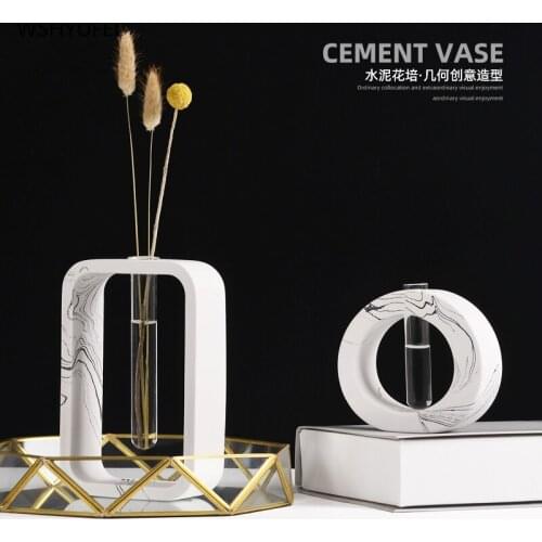 WSHYUFEI Cement vase Transparent glass test tube flower arranging device Marble decorative ornaments household products